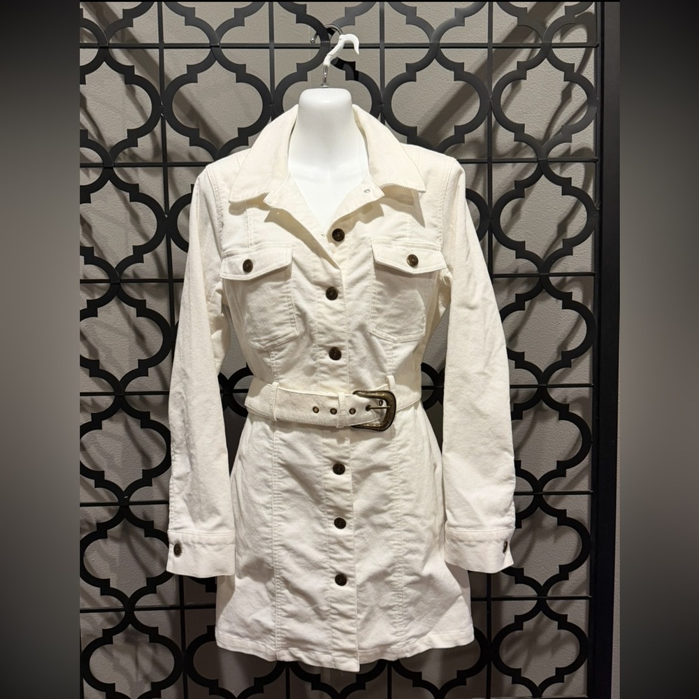 House of Harlow 1960 Cream Belted Corduroy Dress